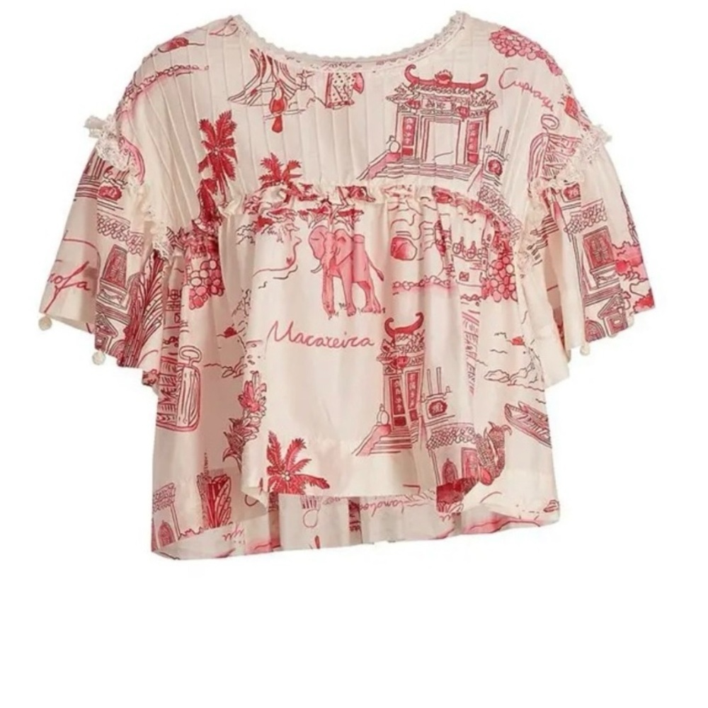 Farm Rio Nossa Lingua Pullover blouse. Size L.